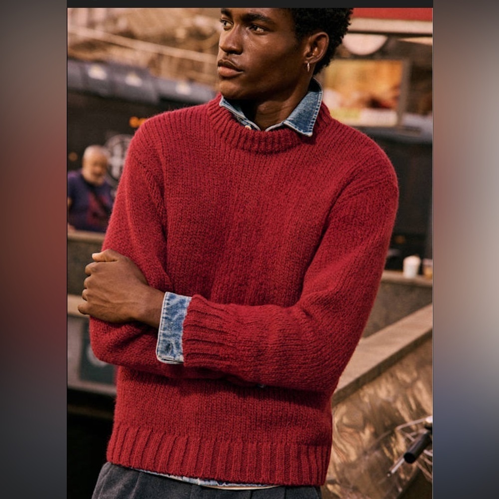 L.L. Bean Vintage Men's Deep Red Crewneck Sweater